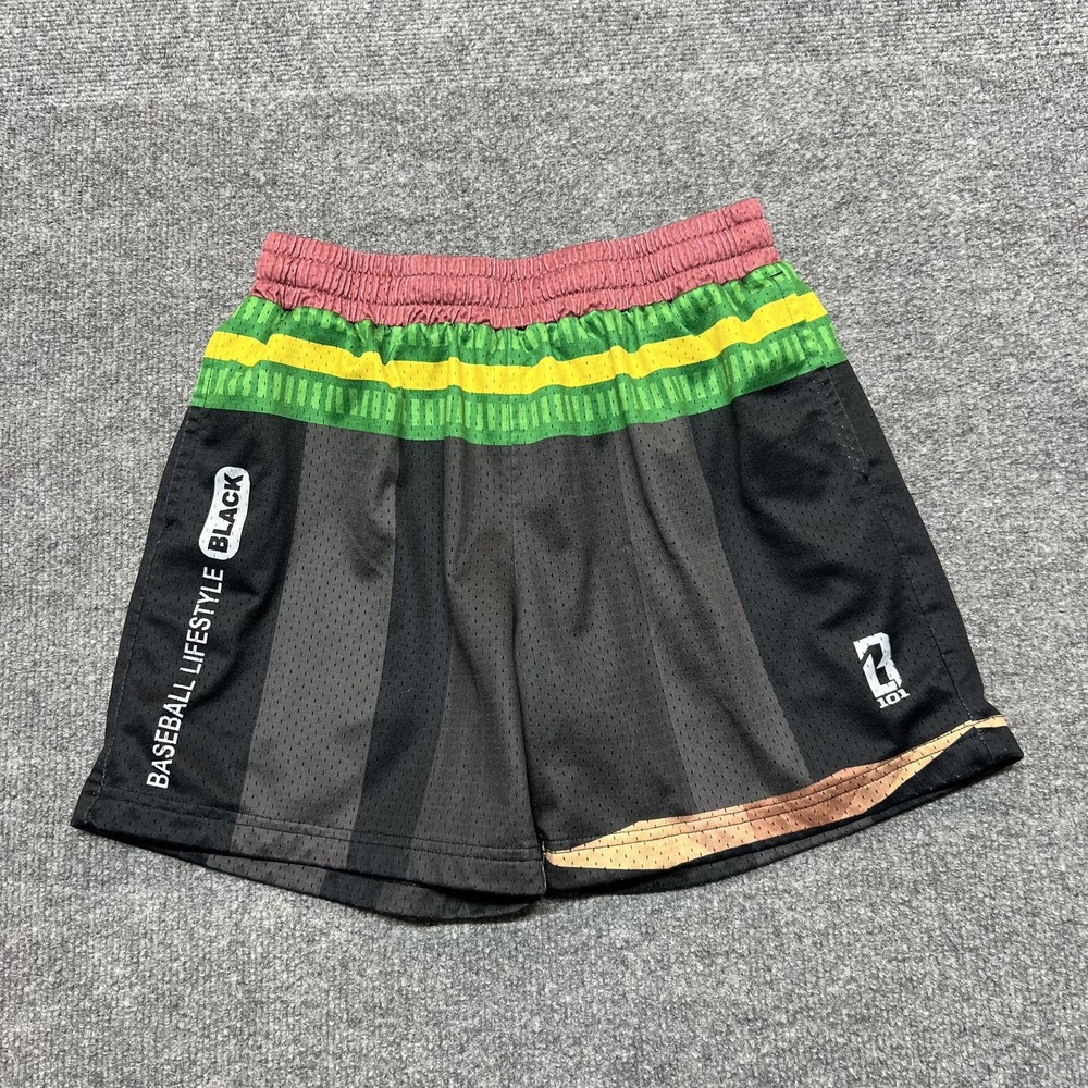 Baseball Lifestyle 101 BL101 Shorts Youth Large Multicolor Striped Mesh Athletic